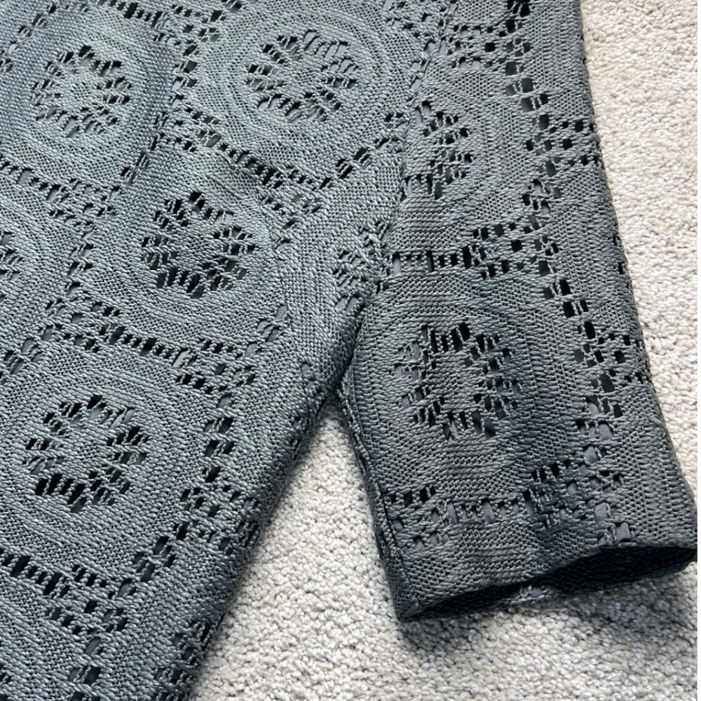 Adrianna Papell Gray Lace Cocktail Dress Party Career Size 12 Crochet Career‎ - Picture 6 of 13